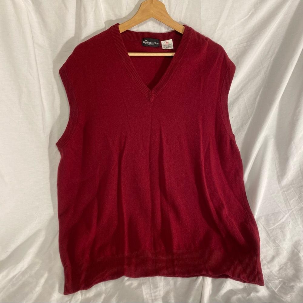 Vintage Wool V-Neck Red Sweater Vest